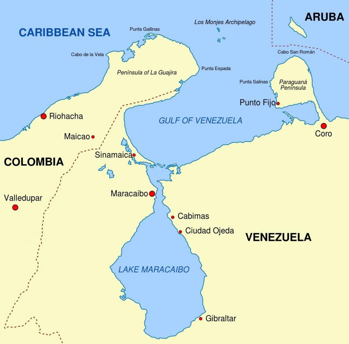 kaart van golf van venezuela