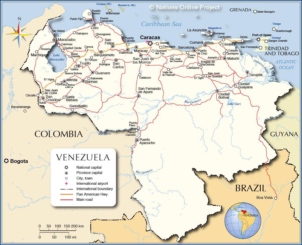 gedetailleerde kaart van venezuela