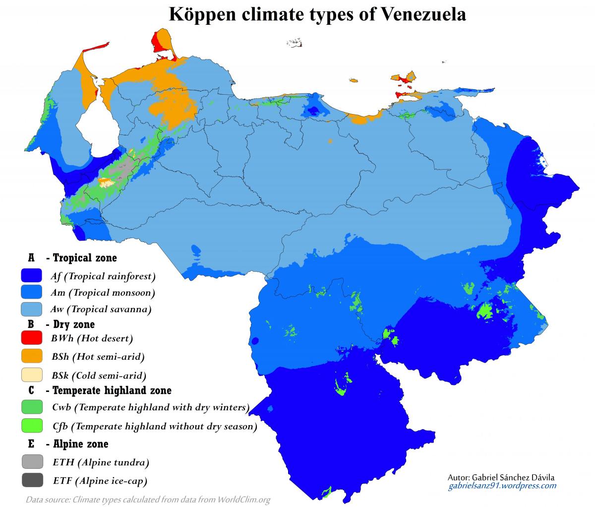 kaart van venezuela klimaat