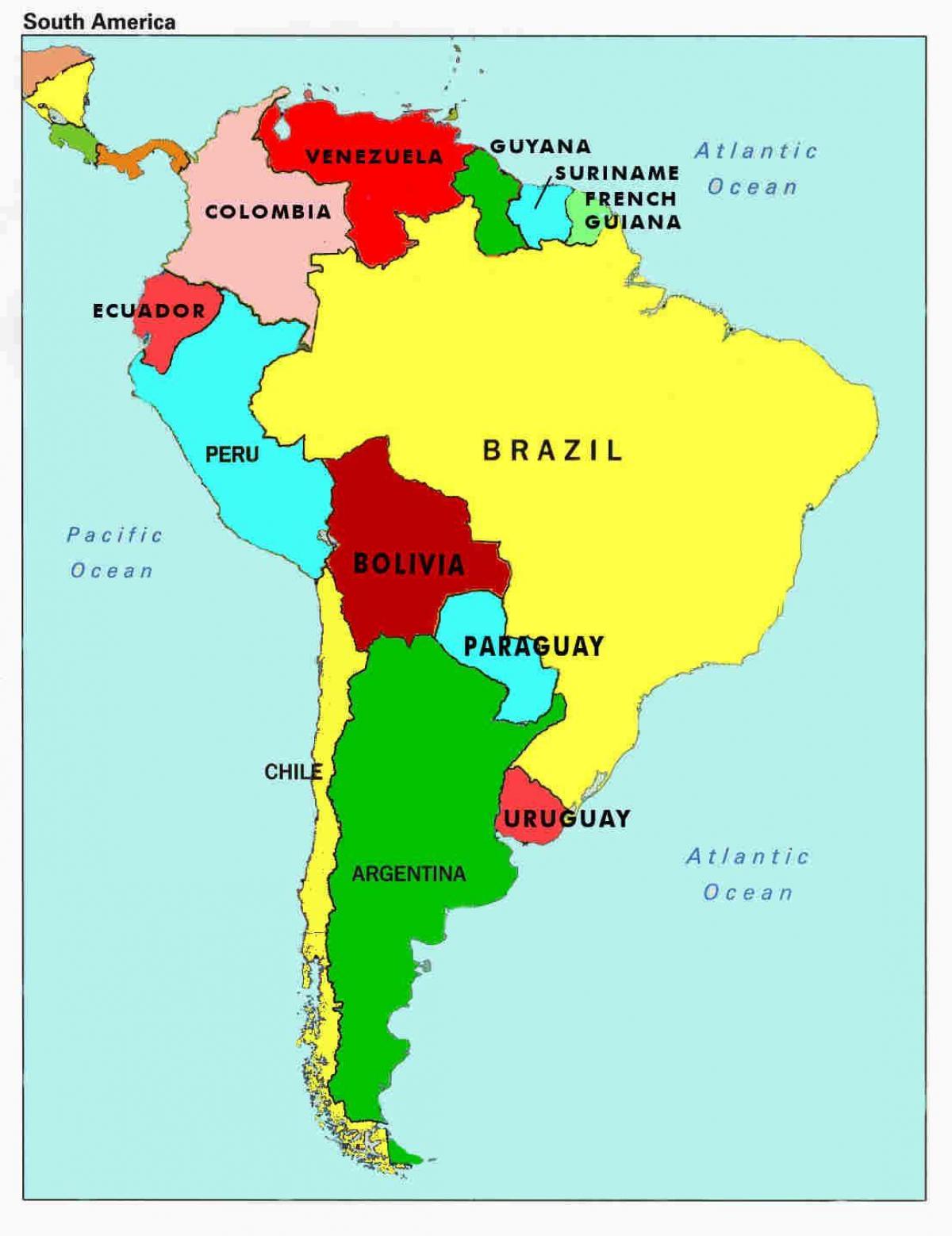 kaart van venezuela en de omliggende landen