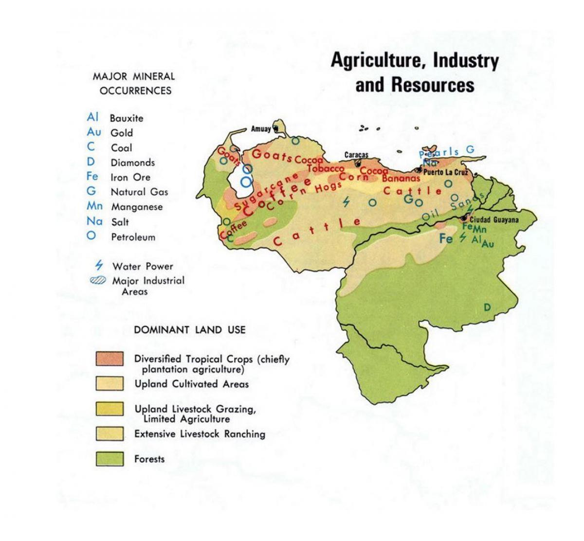 kaart van venezuela natuurlijke hulpbronnen