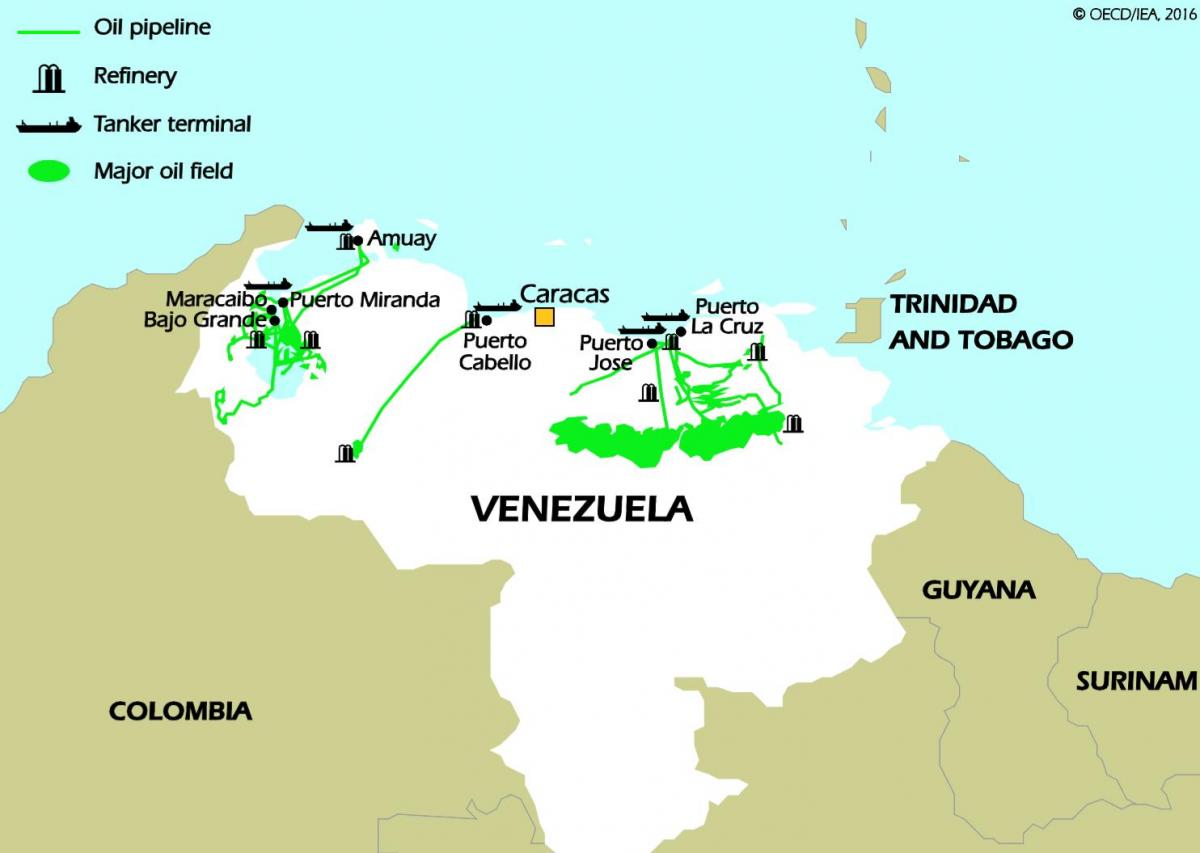 venezuela olie reserves kaart