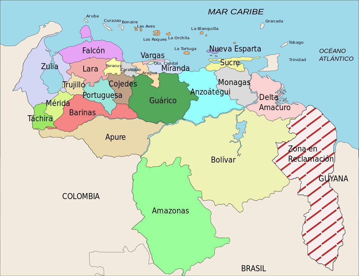 kaart van venezuela staten
