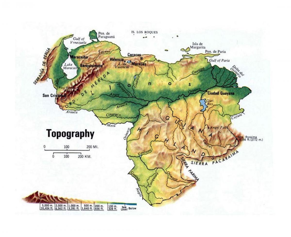 kaart van venezuela topografische