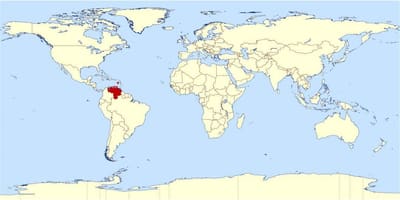 Venezuela locatie in de kaart van de wereld