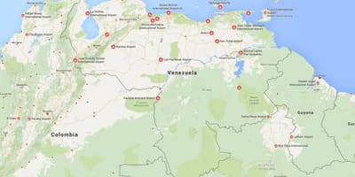 Kaart van venezuela luchthavens
