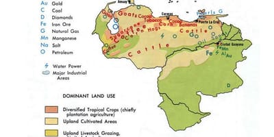 Kaart van venezuela natuurlijke hulpbronnen